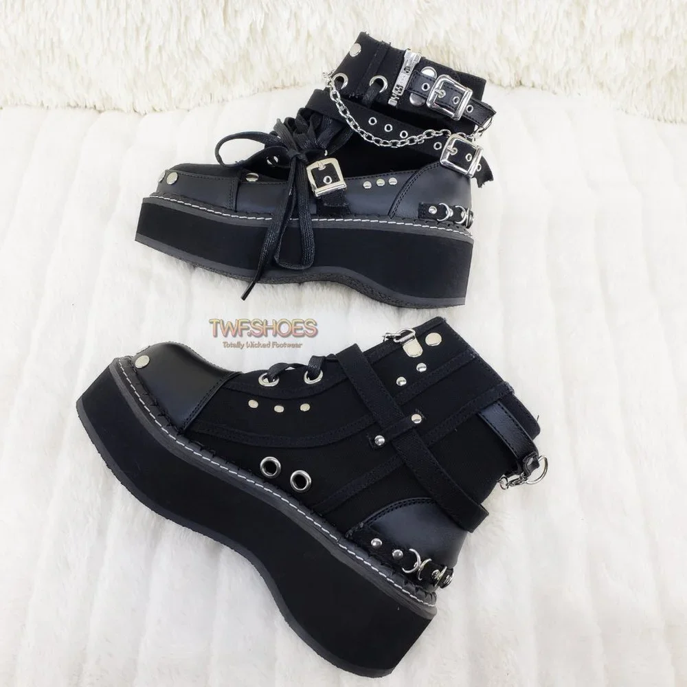 Emily Cut Out Platform Sandal Boots Goth Punk Ankle Boots - Picture 5 of 15